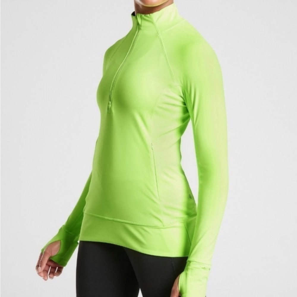 Athleta WHITTIER PEAK Half Zip Active Pullover Reflective Young Banana Sz Small
